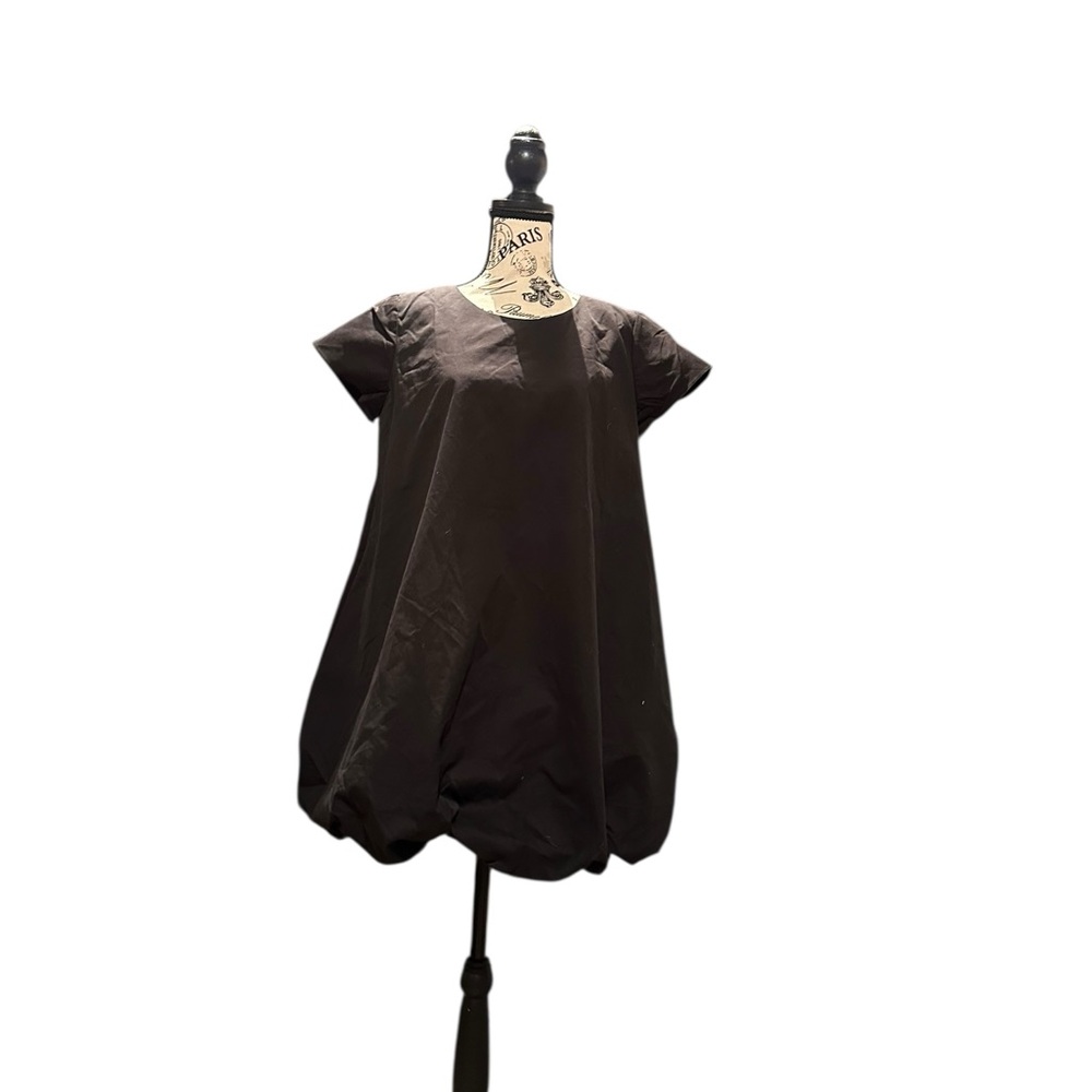 Designer Amanda Uprichard New York by Nordstrom Black Cap Sleeve Bubble Dress - Picture 2 of 9
